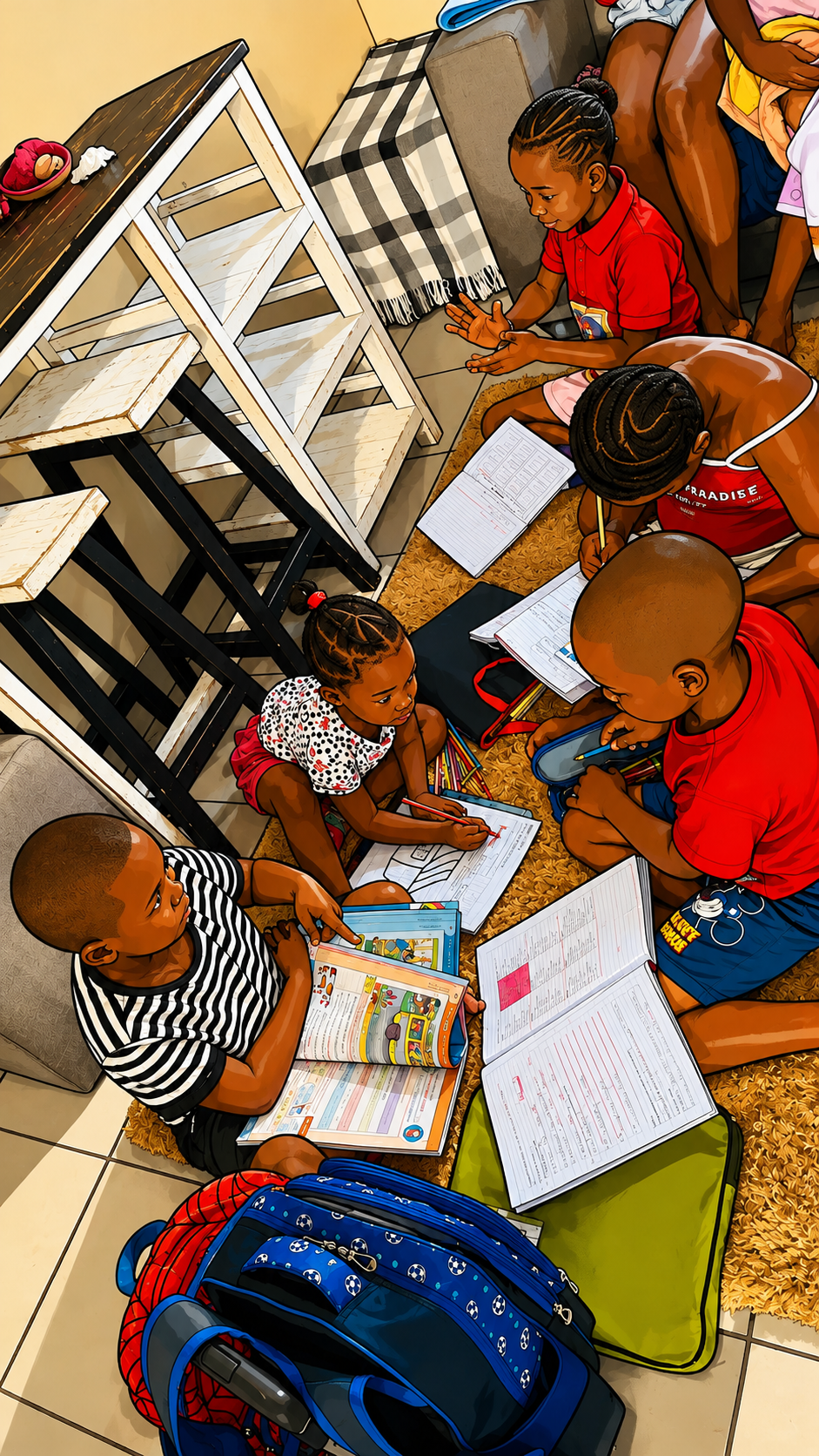 Children studying and learning together